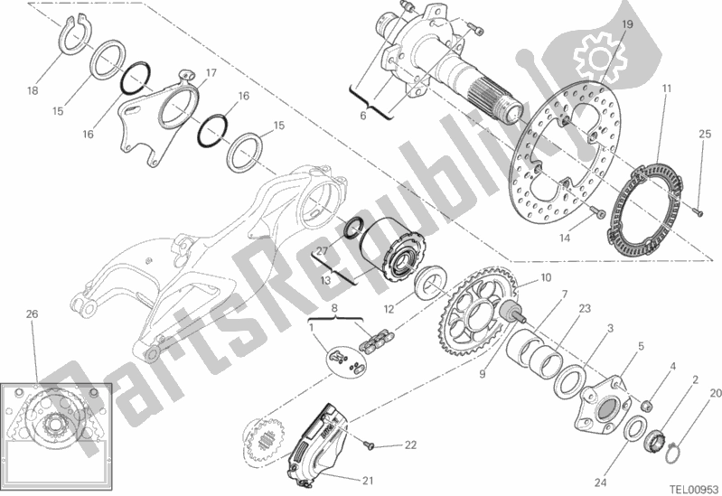 Alle onderdelen voor de Naaf, Achterwiel van de Ducati Hypermotard 939 SP 2016